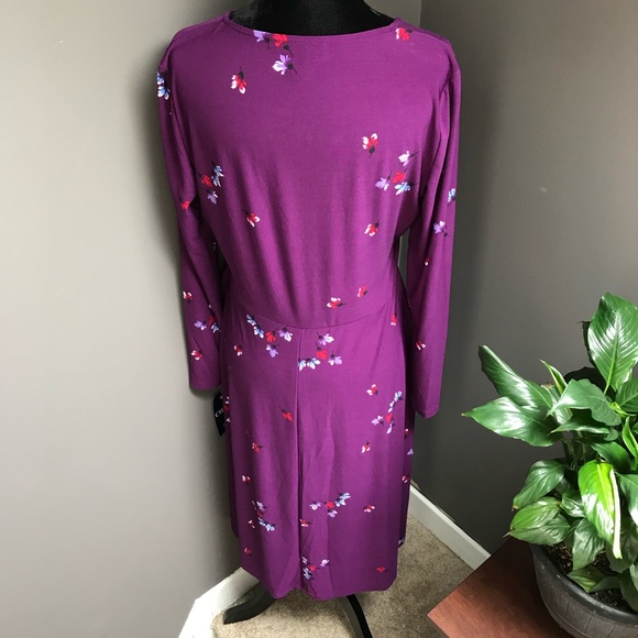 NWT Chaps Womens Deepest Violet Floral Wrap Dress - Picture 4 of 6